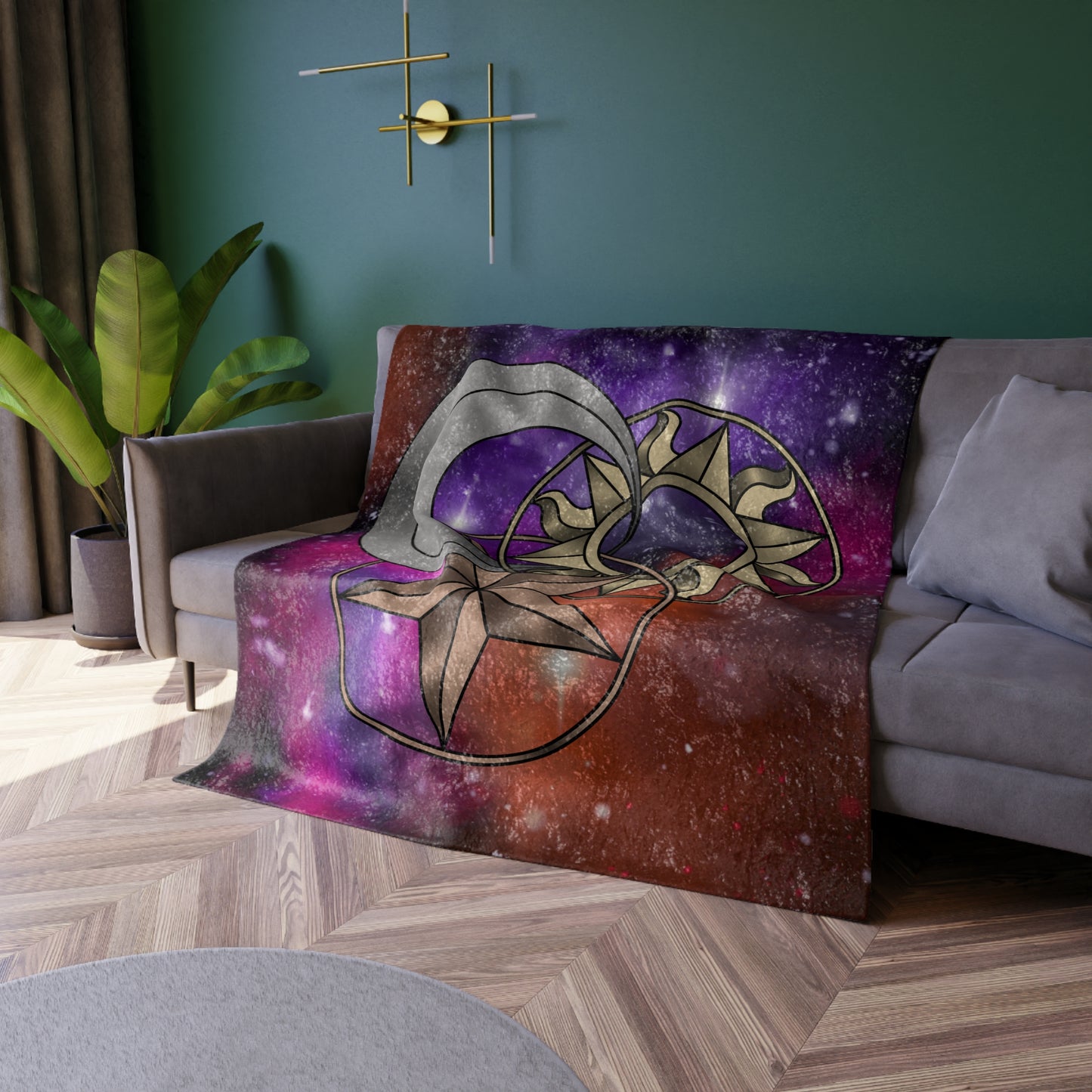 Celestial Trinity Velvet Blanket (Orange)