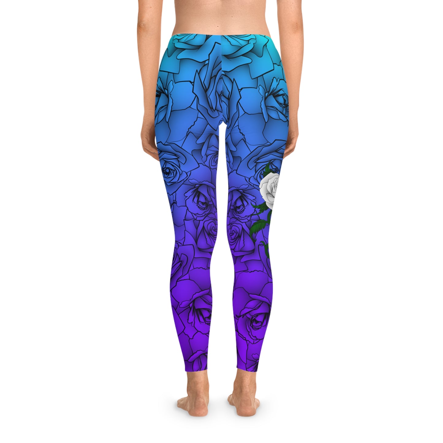 Vibrant Rose Floral Stretchy Leggings - Perfect for Yoga and Everyday Wear