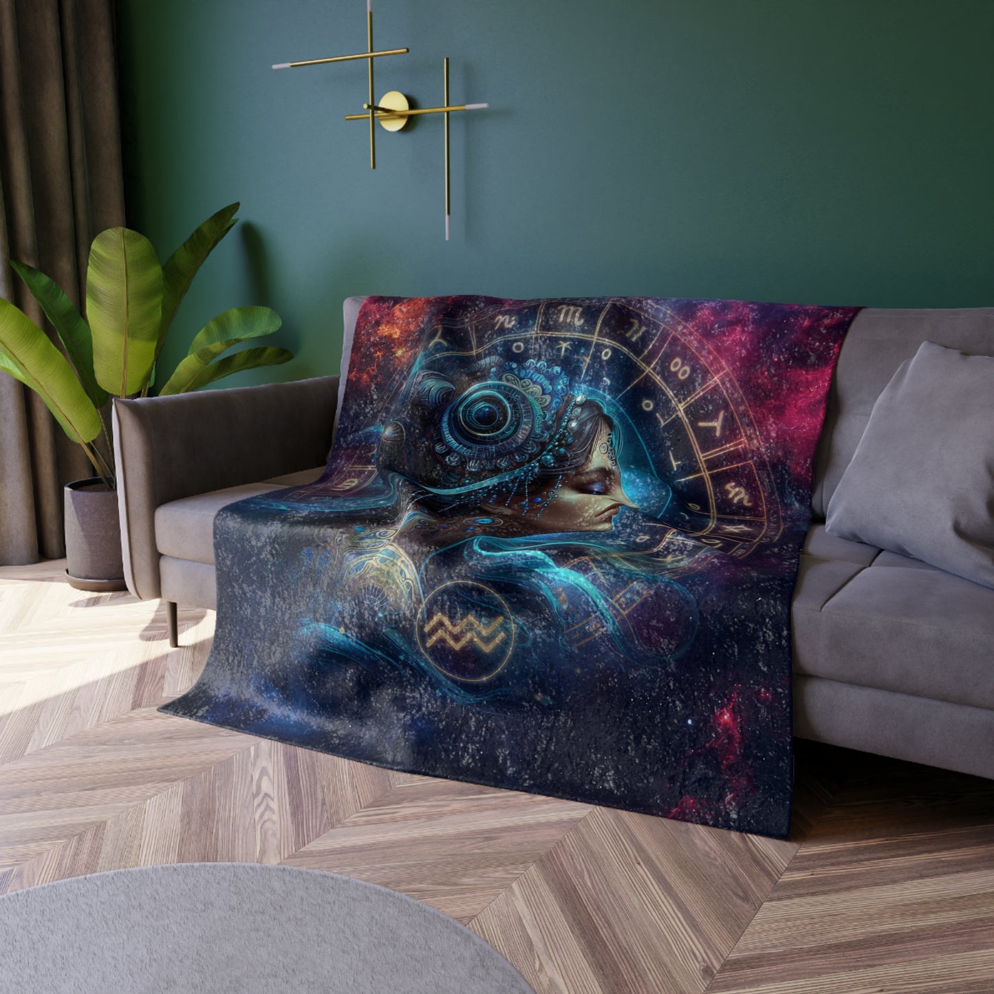 Celestial Zodiac Velvet Blanket (Aquarius)