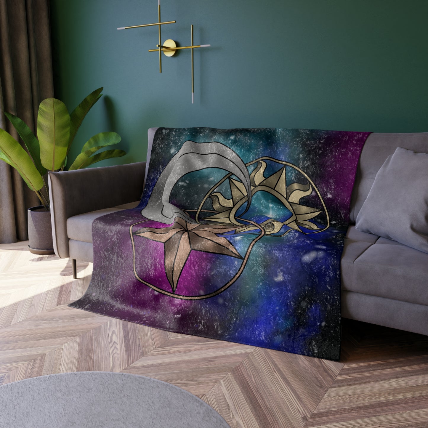 Celestial Trinity Velvet Blanket (Teal)