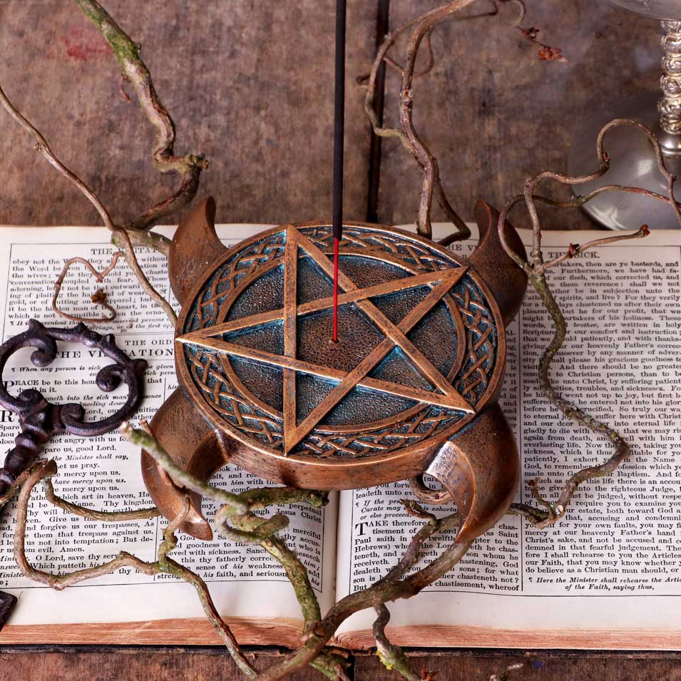 Bronze Triple Moon Pentacle Incense Burner