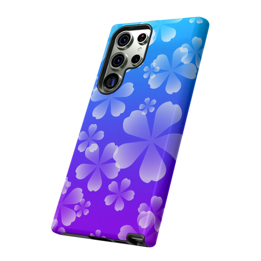 Blurple with White Cherry Blossom Tough Cases
