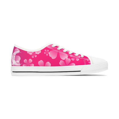 Pink and White Cherry Blossoms Women's Low Top Sneakers