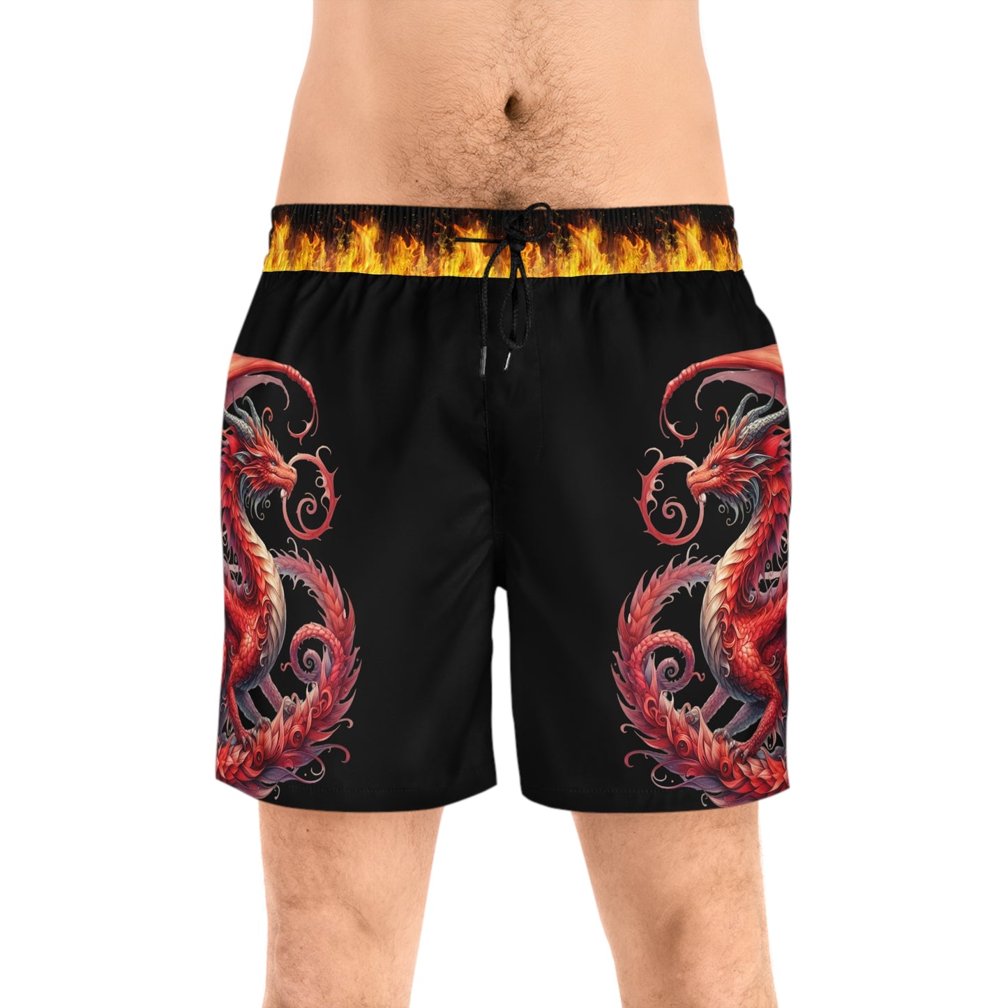 Red dragon Men's Mid-Length Swim Shorts