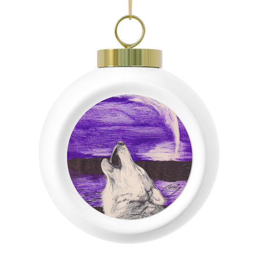 Howling Wolf Ball Ornament
