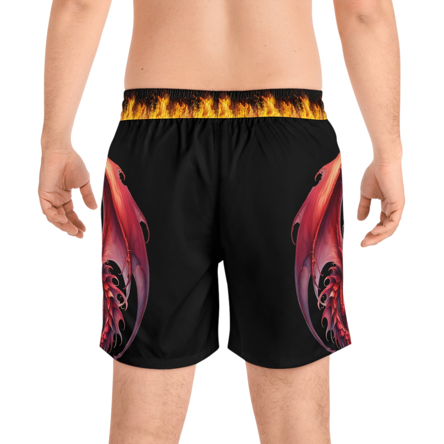 Red dragon Men's Mid-Length Swim Shorts