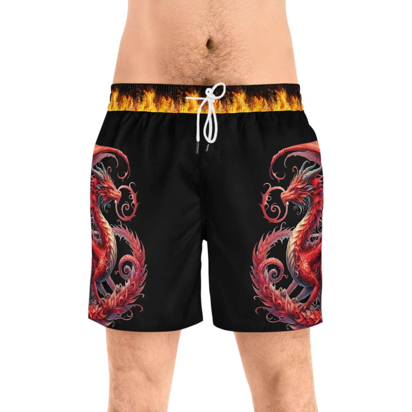 Red dragon Men's Mid-Length Swim Shorts