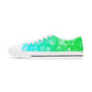Green and White Cherry Blossoms Women's Low Top Sneakers
