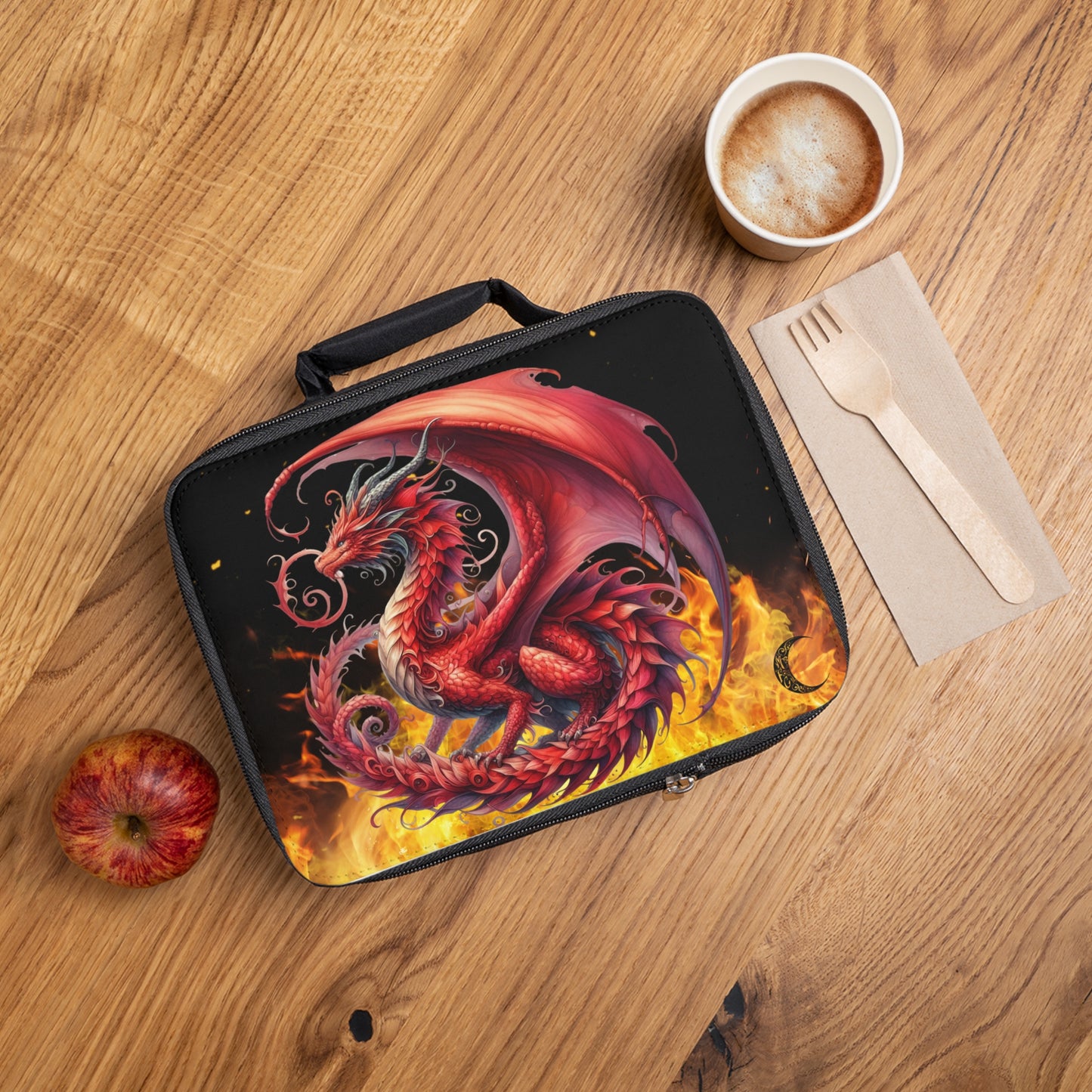 Fire Red Dragon Lunch Bag