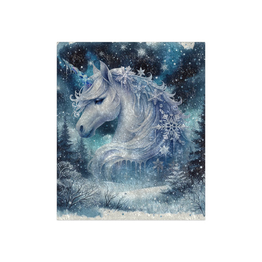 Winter Unicorn Crushed Velvet Blanket