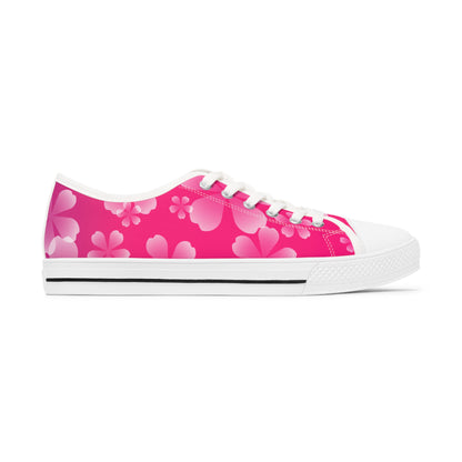 Pink and White Cherry Blossoms Women's Low Top Sneakers