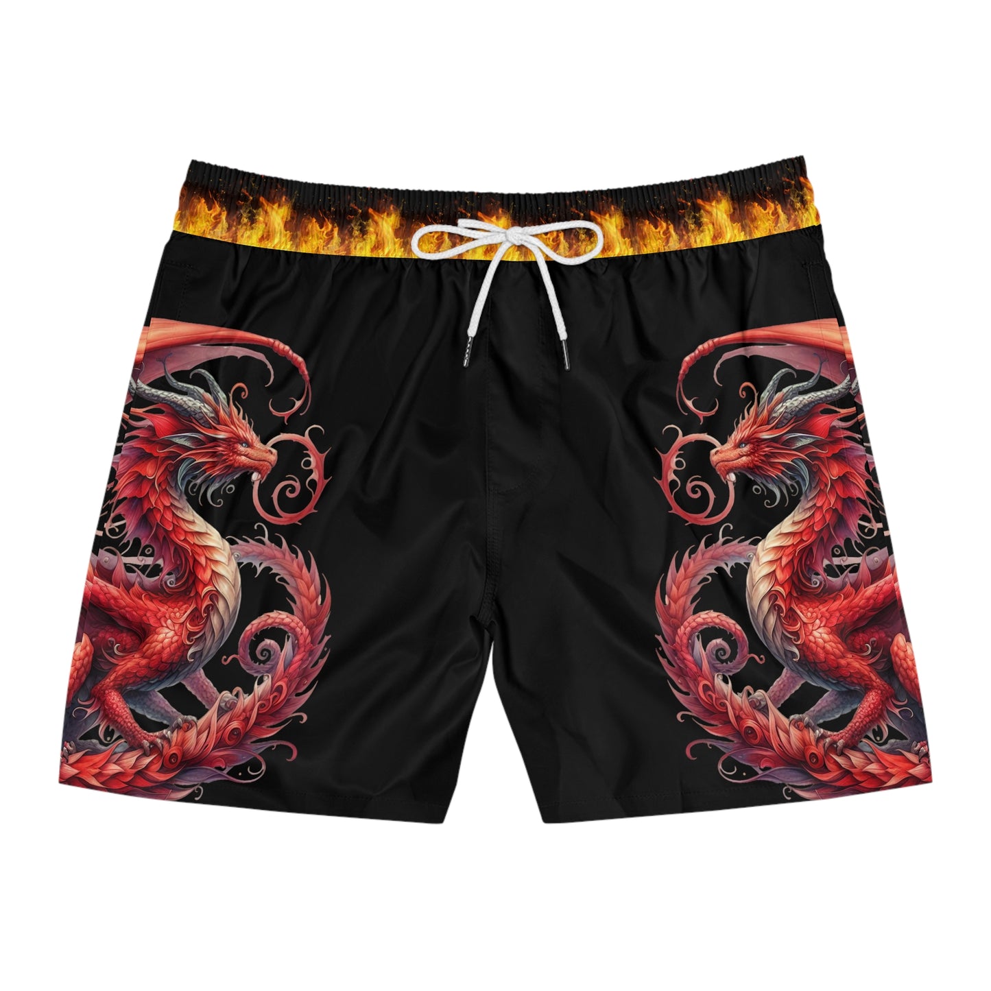 Red dragon Men's Mid-Length Swim Shorts