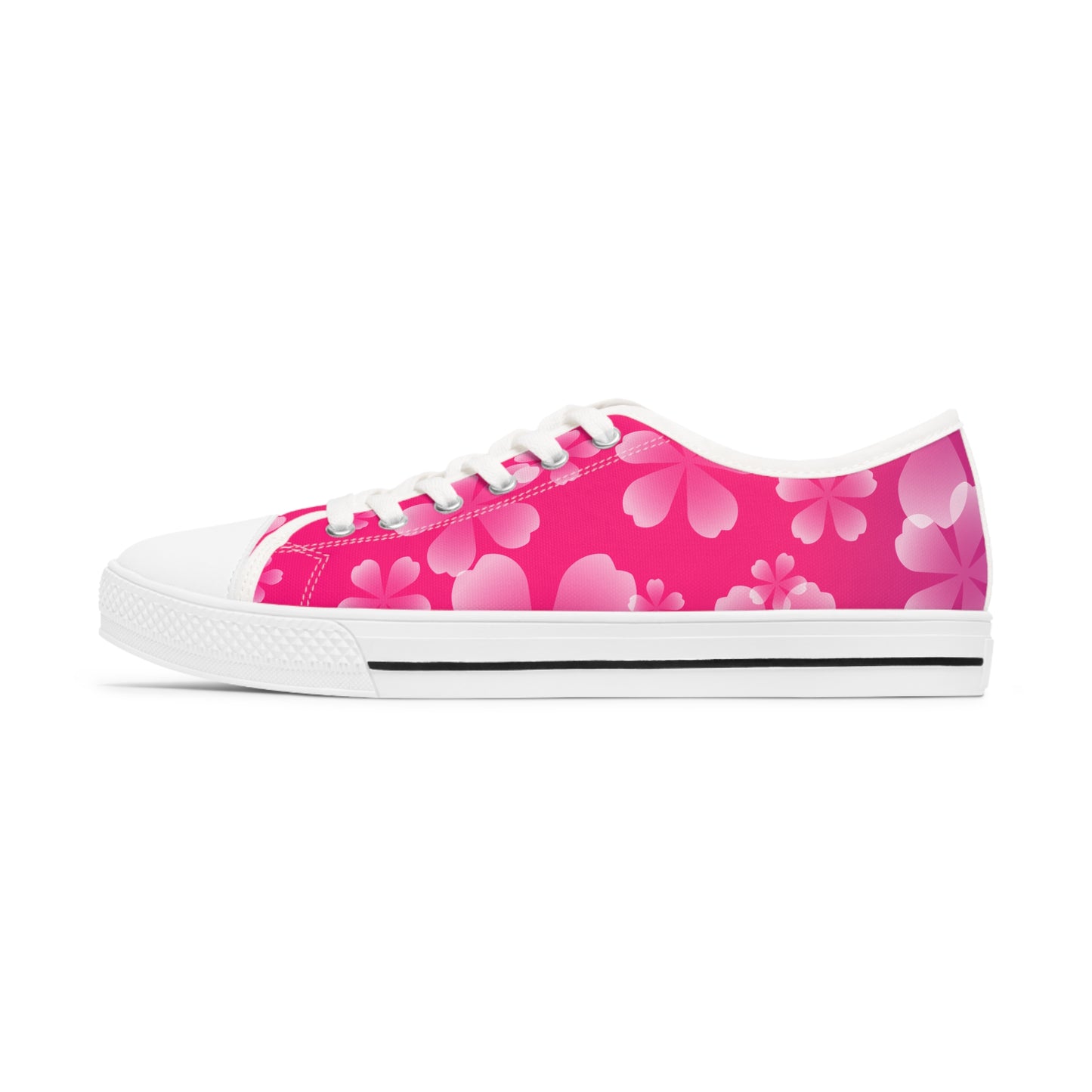 Pink and White Cherry Blossoms Women's Low Top Sneakers