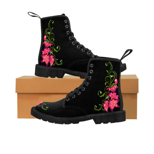Pink Fairy Lilies Canvas Boots