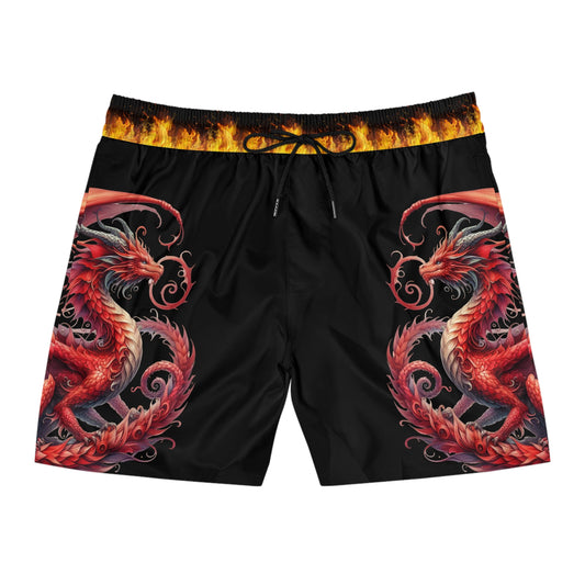 Red dragon Men's Mid-Length Swim Shorts