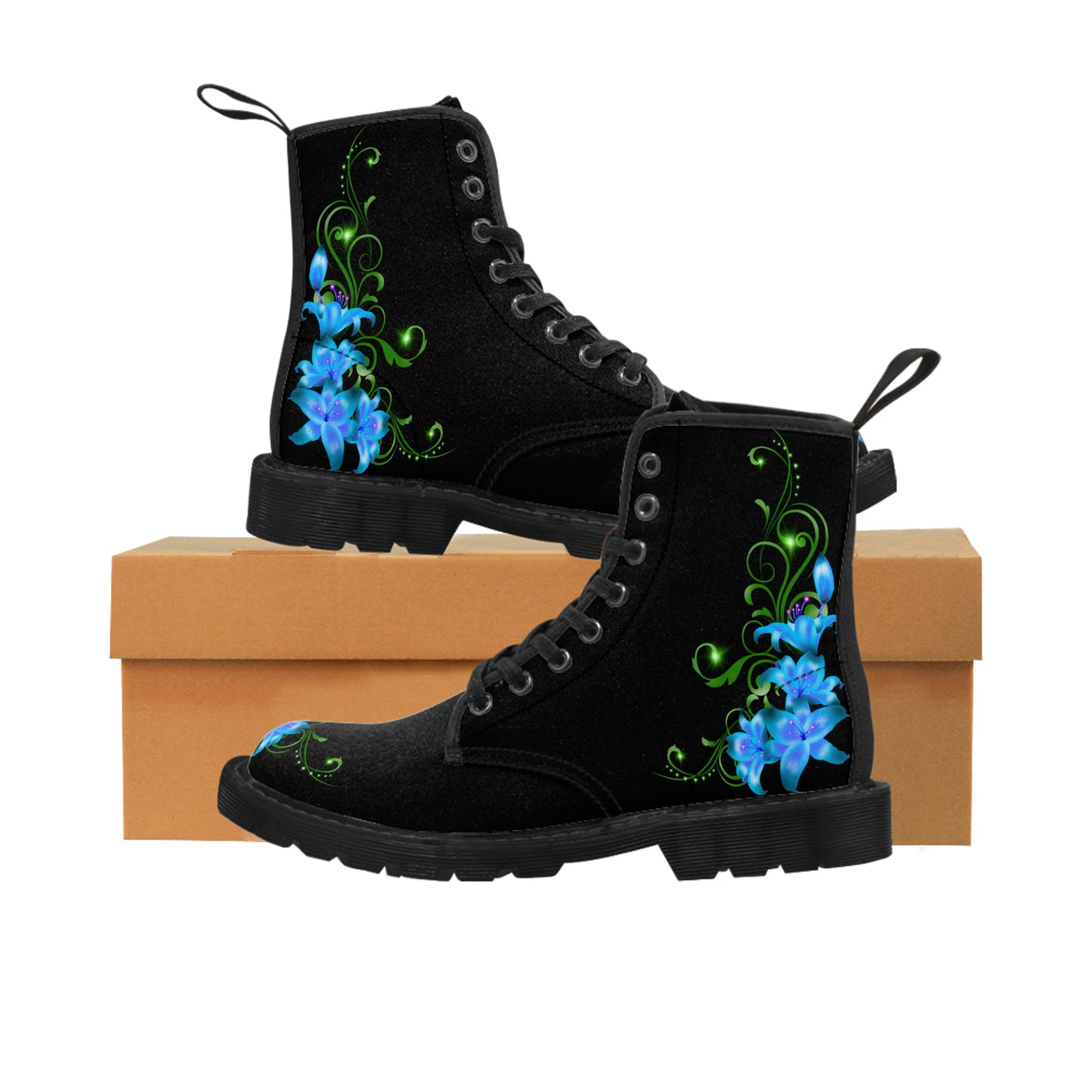 Blue Fairy Lilies Canvas Boots