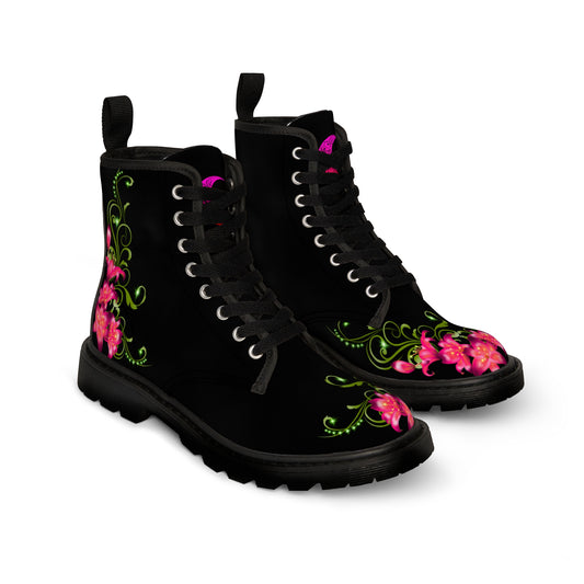 Pink Fairy Lilies Canvas Boots