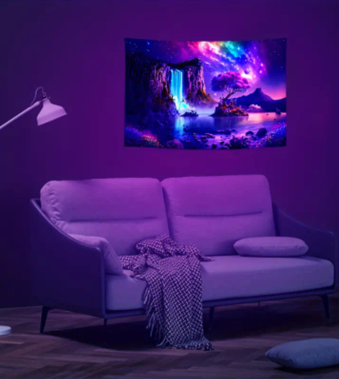 Waterfall Starry sky UV reactive Tapestry