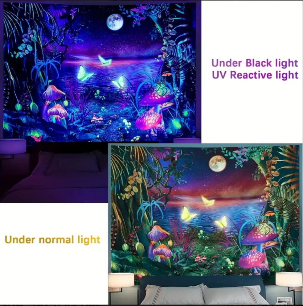 Magic Garden UV reactive tapestry