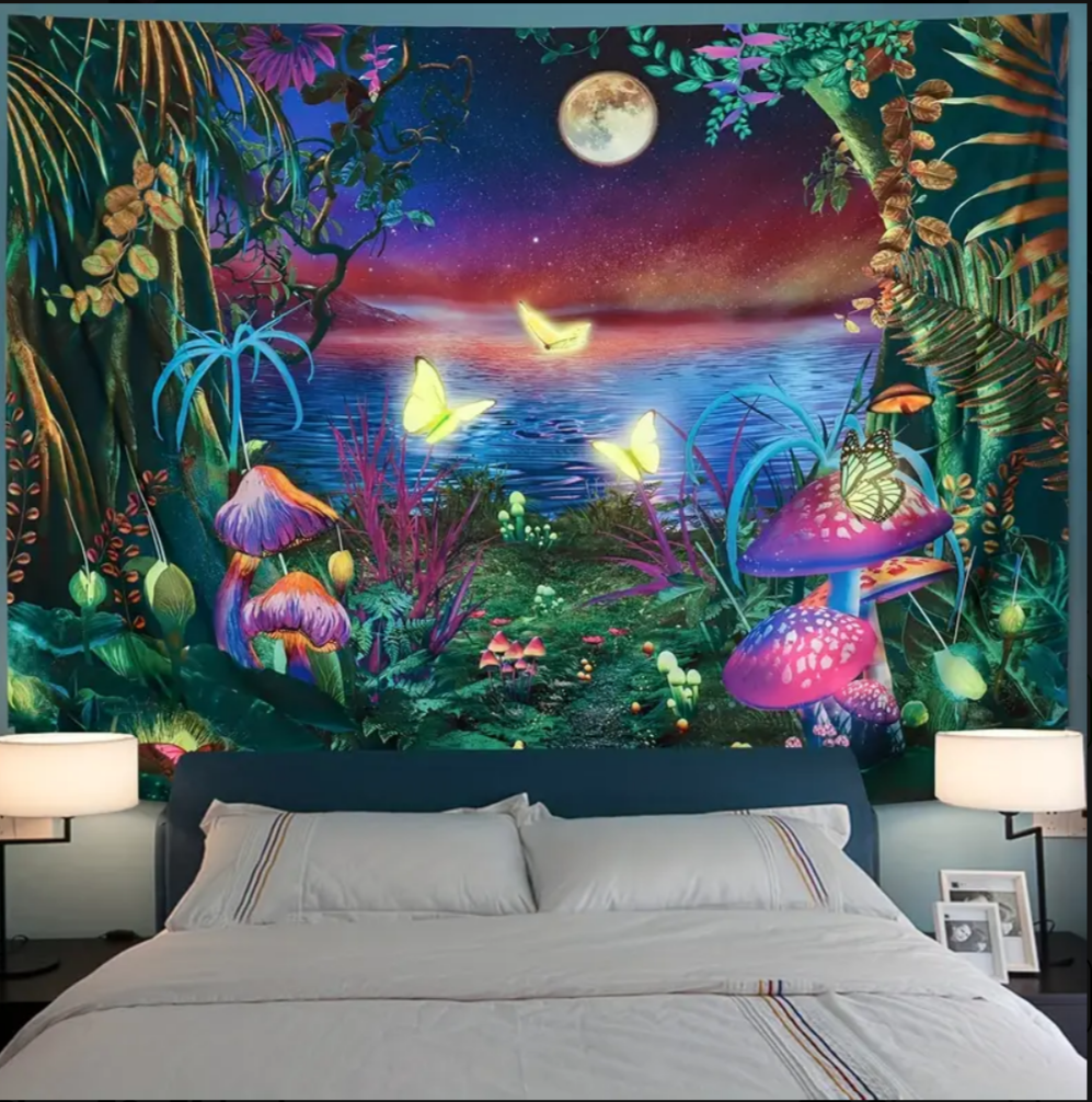 Magic Garden UV reactive tapestry