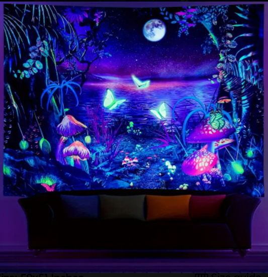 Magic Garden UV reactive tapestry