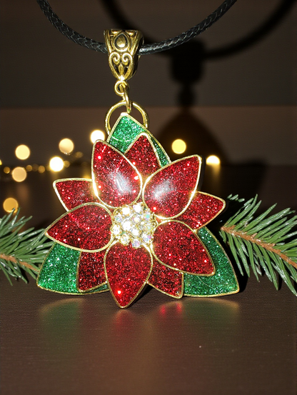 Poinsettia earrings and necklace