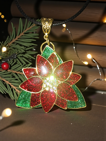 Poinsettia earrings and necklace