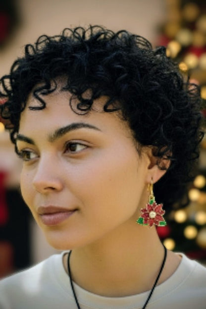 Poinsettia earrings and necklace