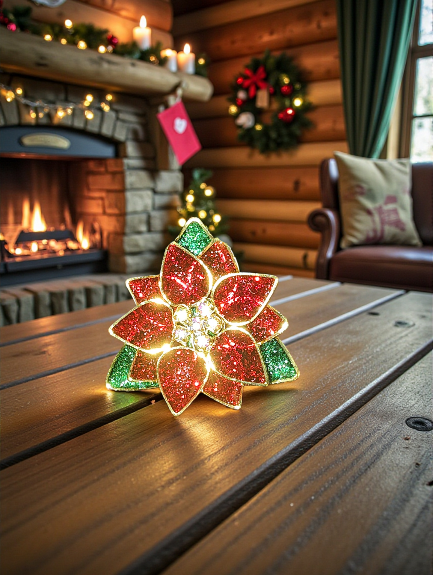 Poinsettia earrings and necklace