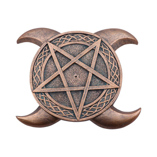 Bronze Triple Moon Pentacle Incense Burner