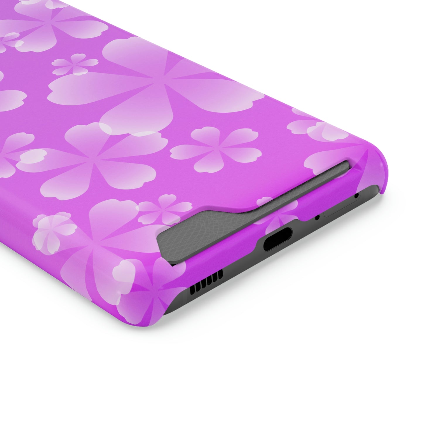 Purple and Cherry Blossom Case With Card Holder