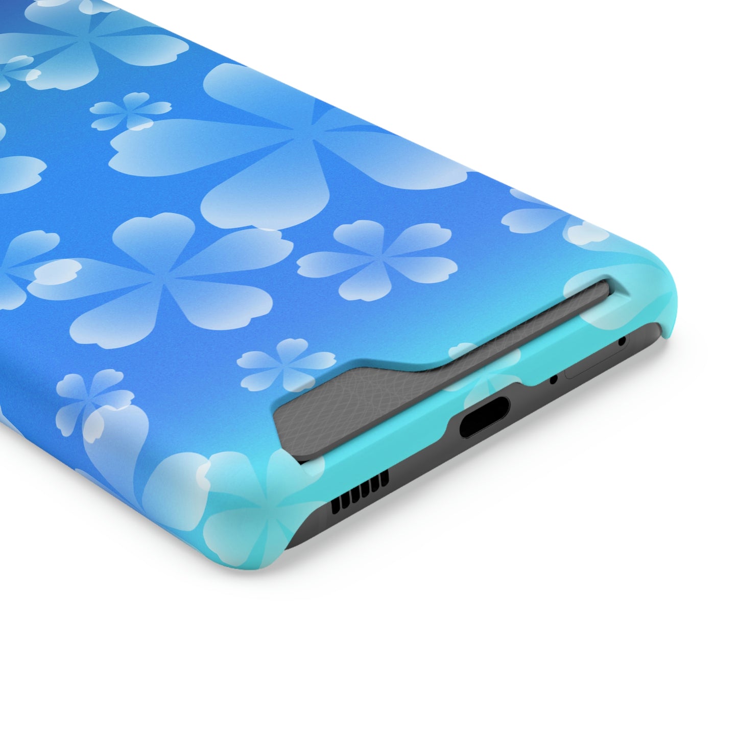 Blue and Cherry Blossom Case With Card Holder