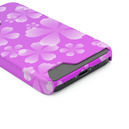 Purple and Cherry Blossom Case With Card Holder