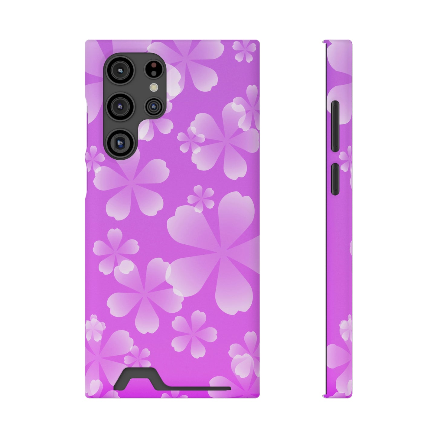 Purple and Cherry Blossom Case With Card Holder