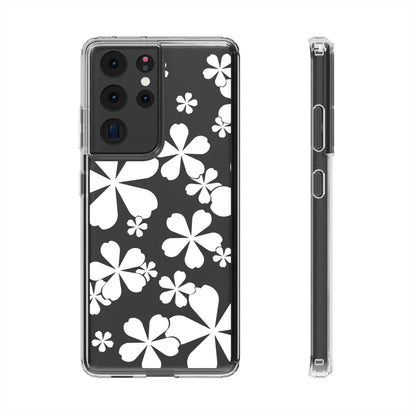 White Cherry Blossom Clear Cases