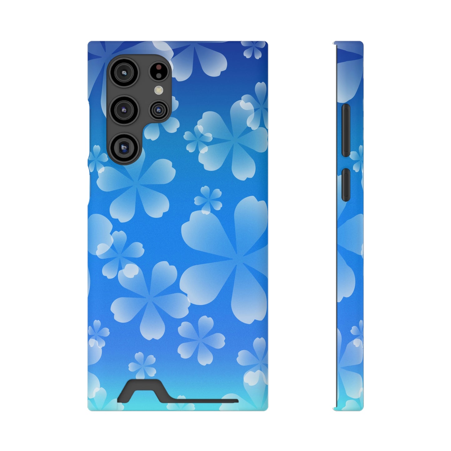 Blue and Cherry Blossom Case With Card Holder