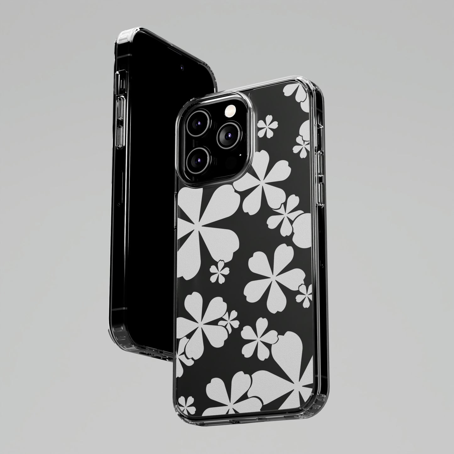 White Cherry Blossom Clear Cases