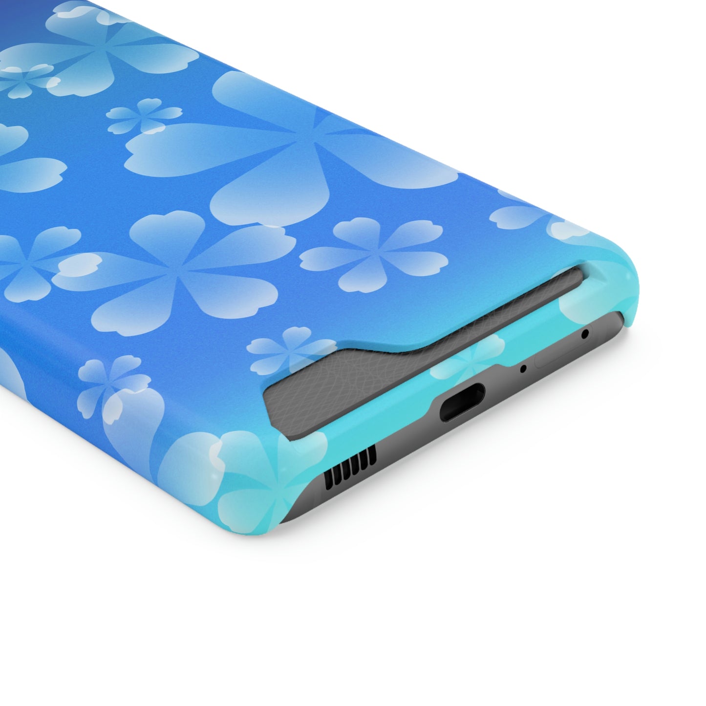 Blue and Cherry Blossom Case With Card Holder