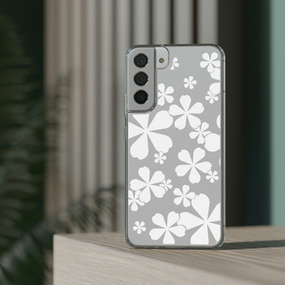 White Cherry Blossom Clear Cases