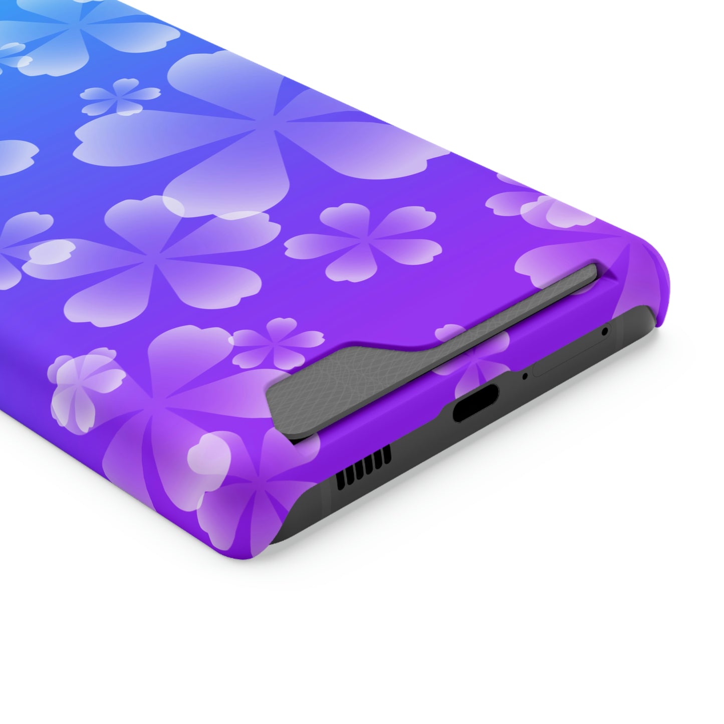 Blurple and Cherry Blossom Case With Card Holder