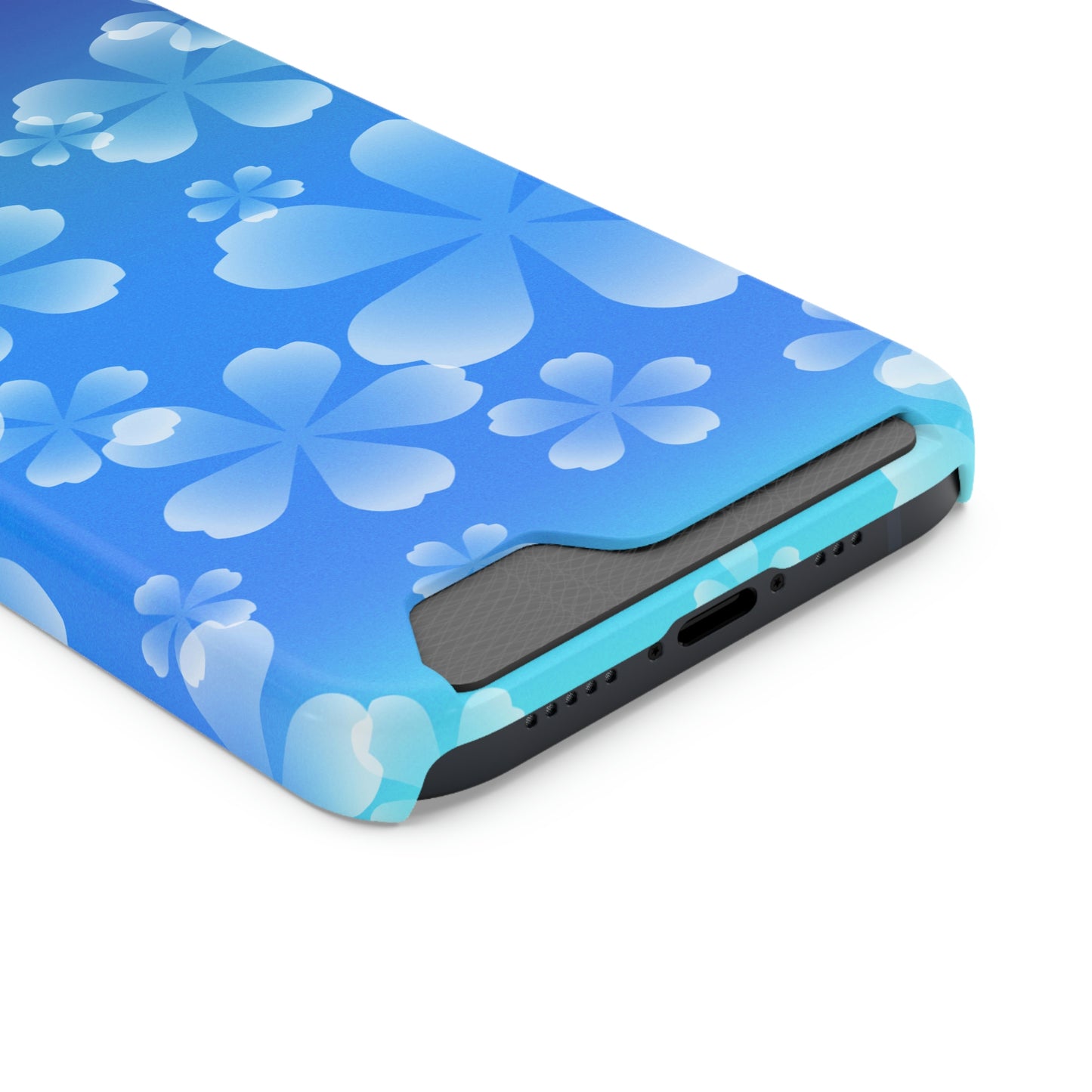 Blue and Cherry Blossom Case With Card Holder