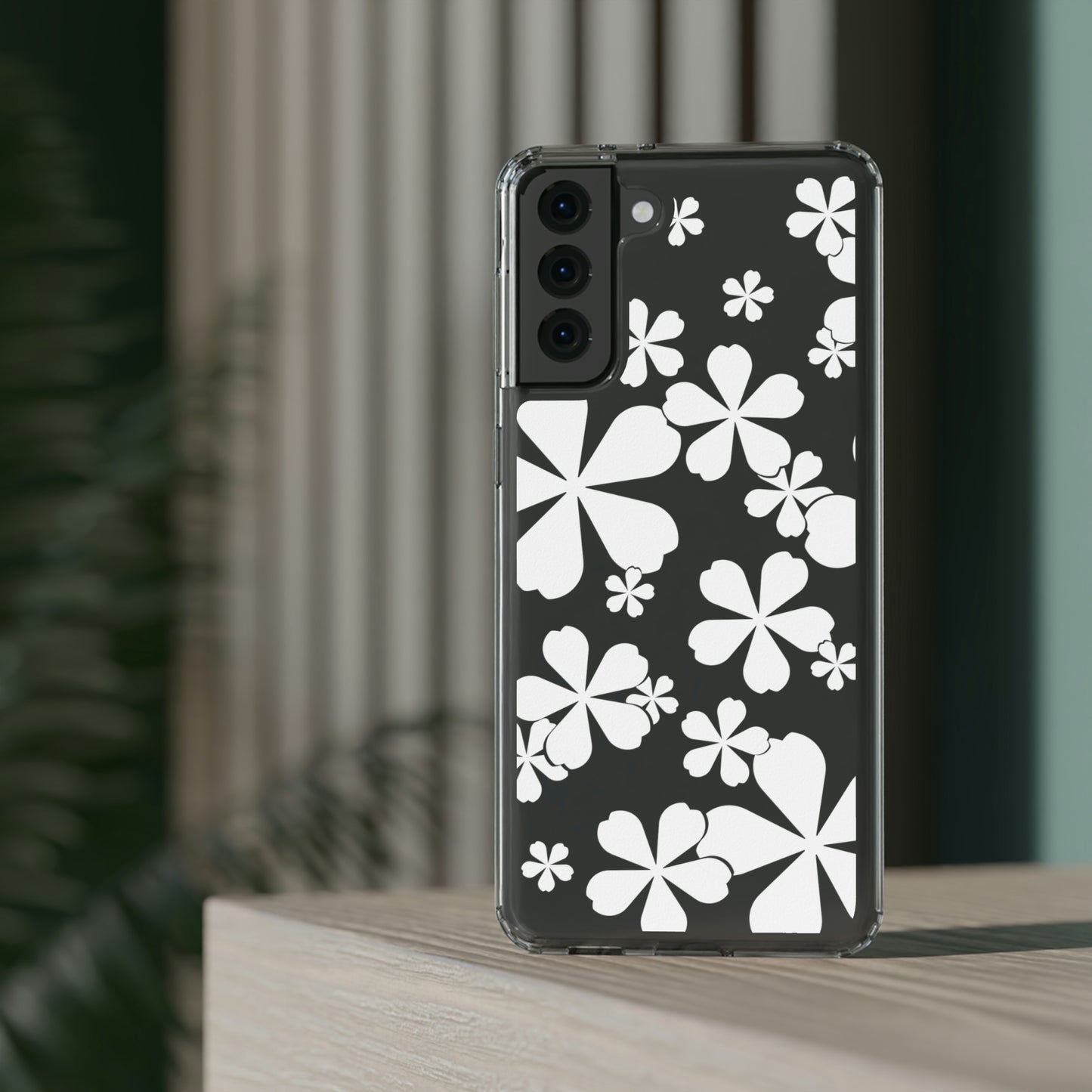 White Cherry Blossom Clear Cases