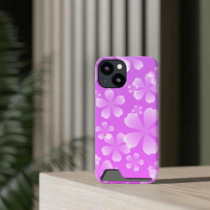 Purple and Cherry Blossom Case With Card Holder