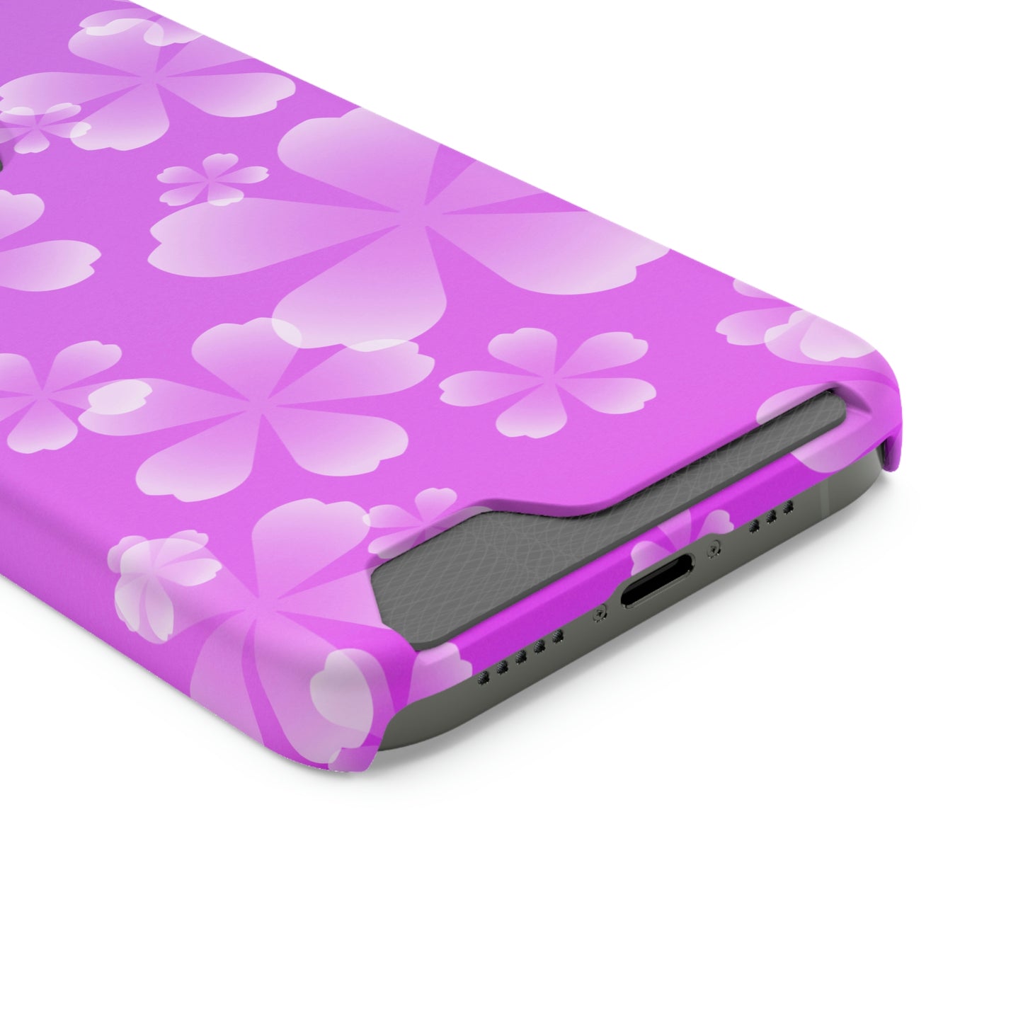 Purple and Cherry Blossom Case With Card Holder