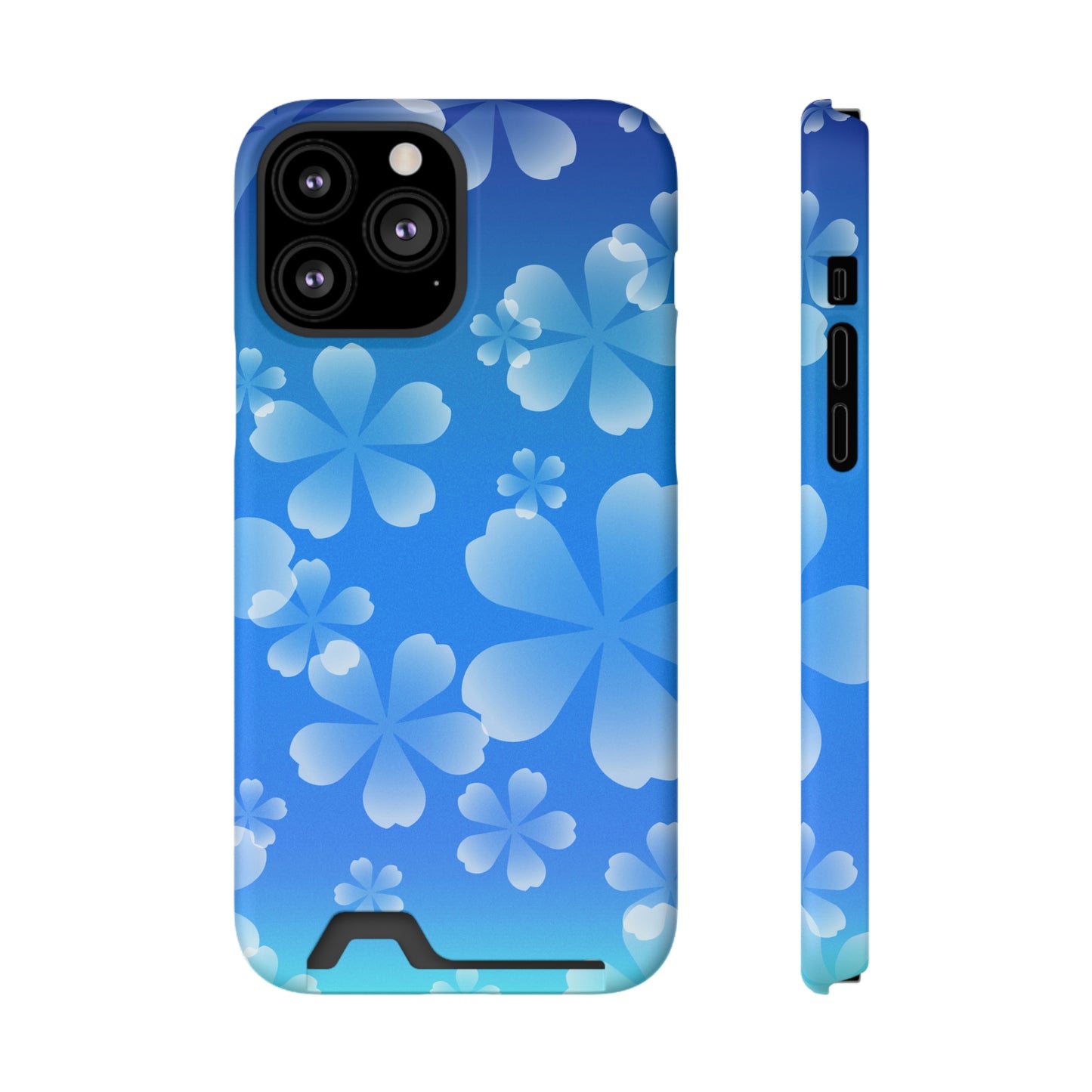 Blue and Cherry Blossom Case With Card Holder