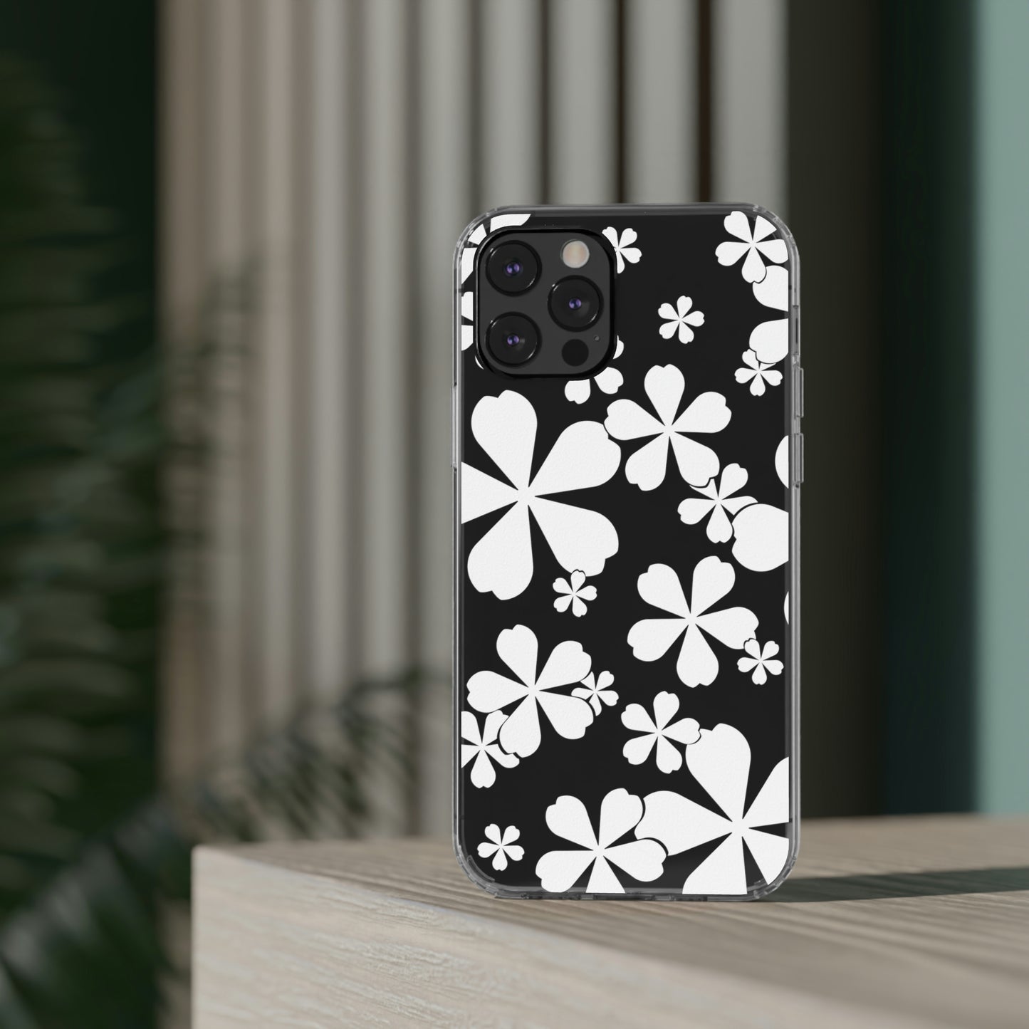 White Cherry Blossom Clear Cases