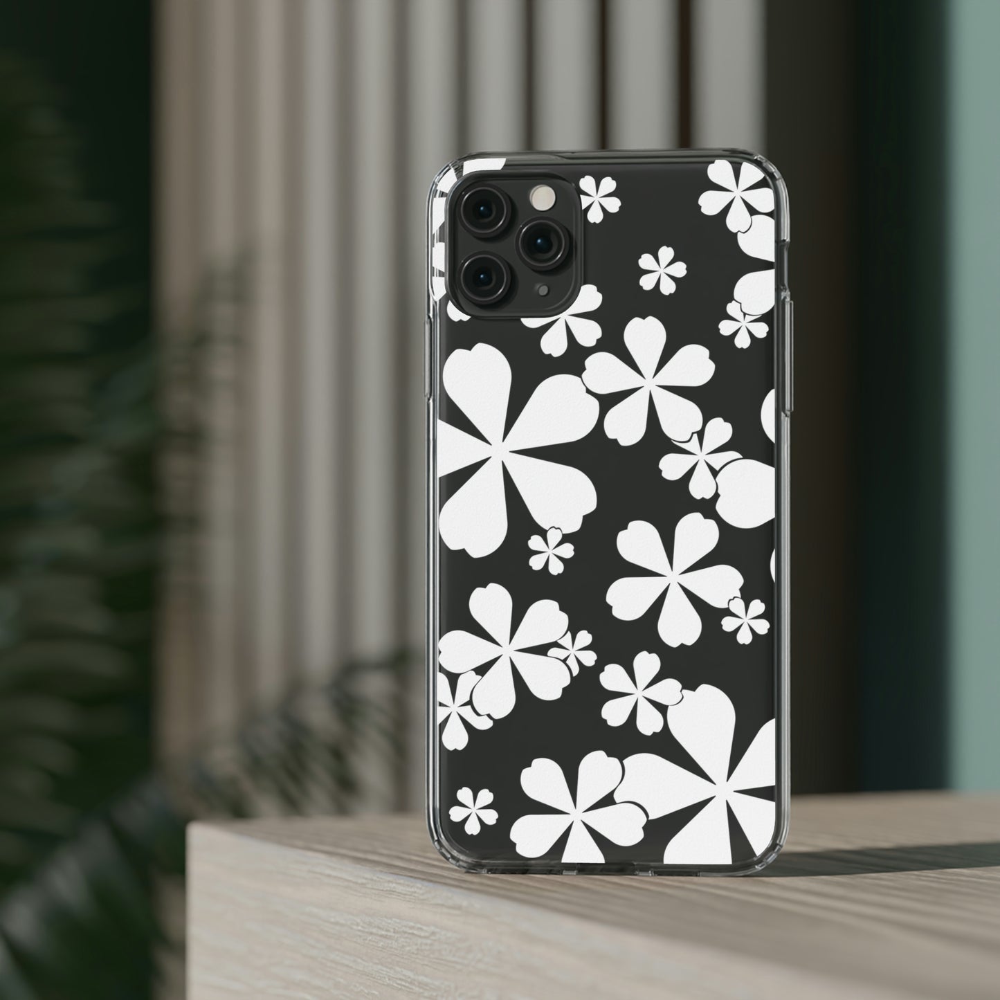 White Cherry Blossom Clear Cases