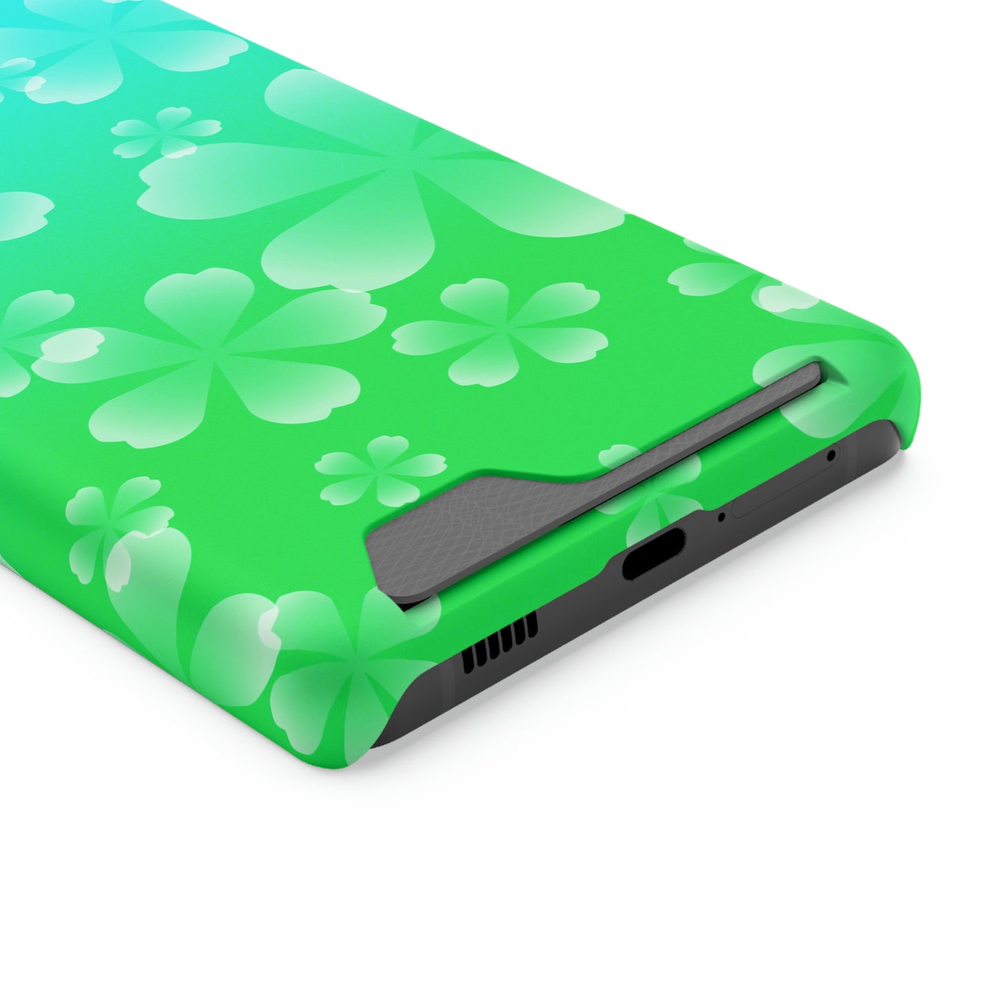 Green and Cherry Blossom Case With Card Holder