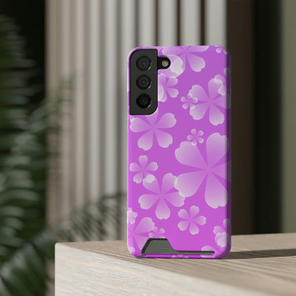 Purple and Cherry Blossom Case With Card Holder