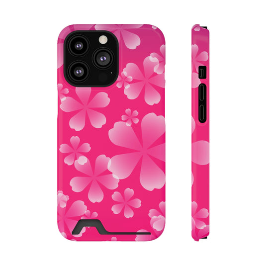 Pink and Cherry Blossom Case With Card Holder